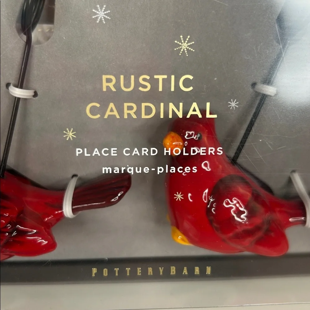 Pottery Barn Rustic‎ Cardinal Bird Porcelain Place Card Holders New in Box!